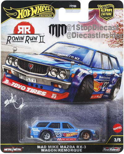 HWJBK50 Hot Wheels Premium Ronin Run II Mad Mike Mazda RX-3 Wagon/Remorque