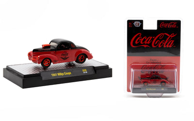 M2Machines 52500-A50 1:64th Scale Coca-Cola (RED) 1941 Willys Coupe - CHASE!