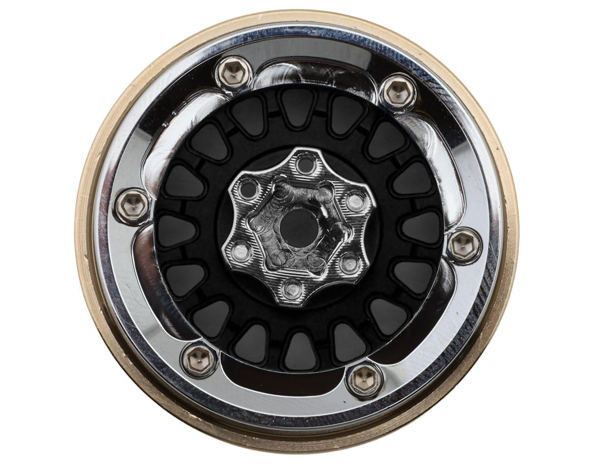 YQW-MW1316BK Injora 1.3" ModuWheel Brass & Aluminum Micro Crawler Beadlock Wheels (Black) (4) (40.5g ea) (-4.05mm Offset)