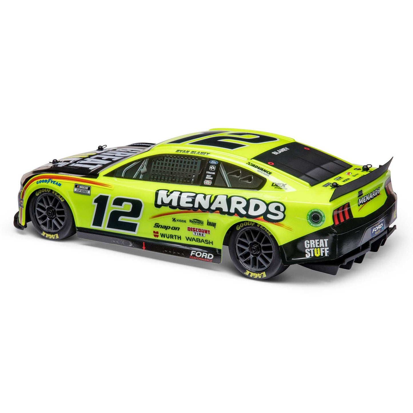 LOS1122412 1/12 AWD NASCAR RC Race Car RTR, Ryan Blaney #12 Menards 2024 Ford Mustang