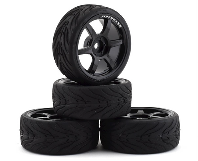 FBR1WHESCO078 Firebrand RC Scorch RT3 Pre-Mounted On-Road Tires (4) (Black) w/FireFangs Tires, 12mm Hex & 3mm Offset