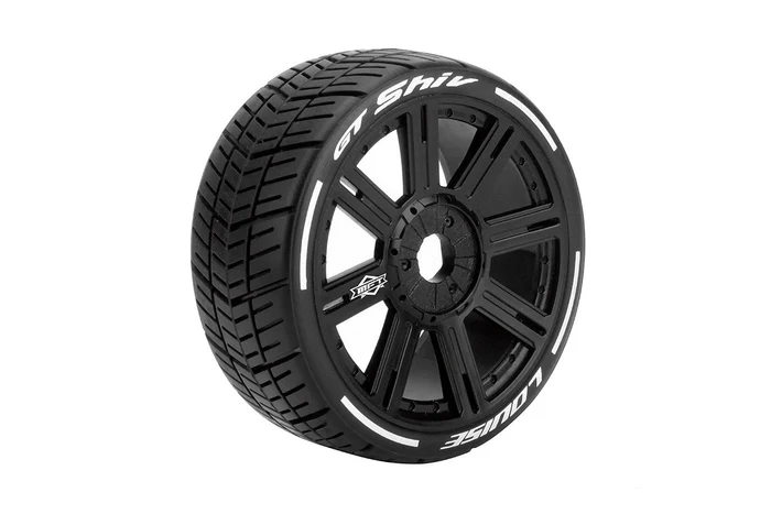 L-T3284SB Louise R/C - MFT GT-Shiv 1/8 GT Tires, 17mm Hex, Soft, Mounted on Black Spoke Rim, Front/Rear (2)