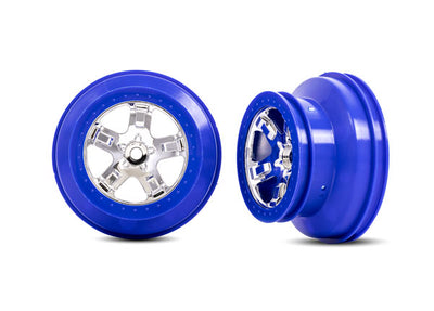 5868A  Wheels, SCT chrome, blue beadlock style, dual profile (2.2" outer 3.0" inner) (2) (4WD front/rear, 2WD rear only)