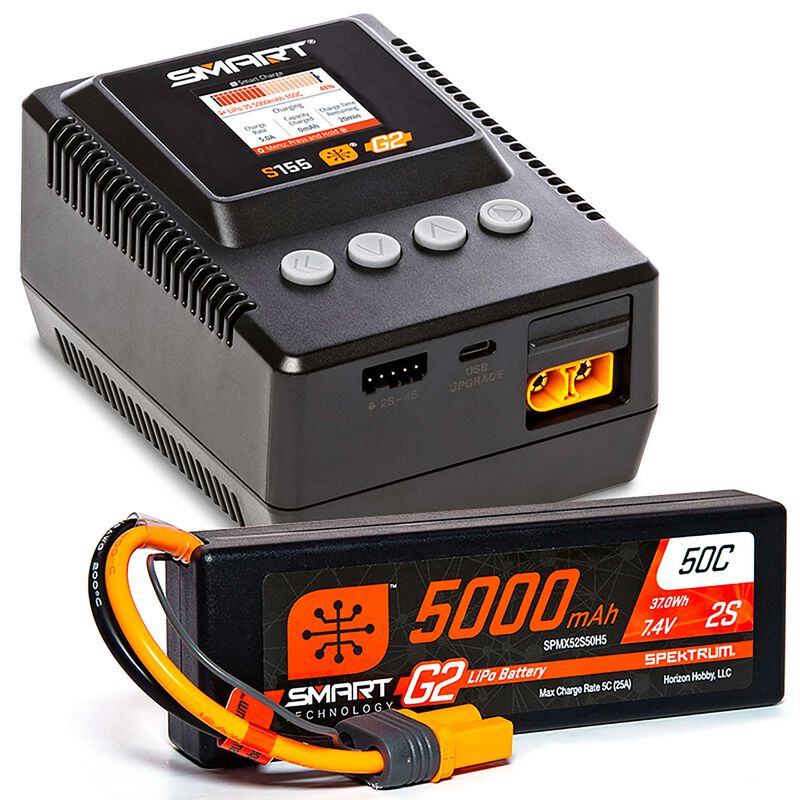 SPMXPSS200 Smart Powerstage 2S Surface Bundle: G2 5000mAh 2S LiPo IC5 & S155 Charger