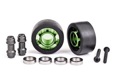 7775G  Wheels, wheelie bar, 6061-T6 aluminum (green-anodized)