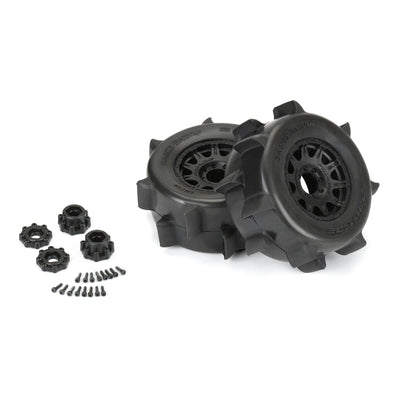 PRO1026810 1/8 Sand Paw HP BELTED F/R 3.8" MT Tires Mounted 17mm Black Raid (2)