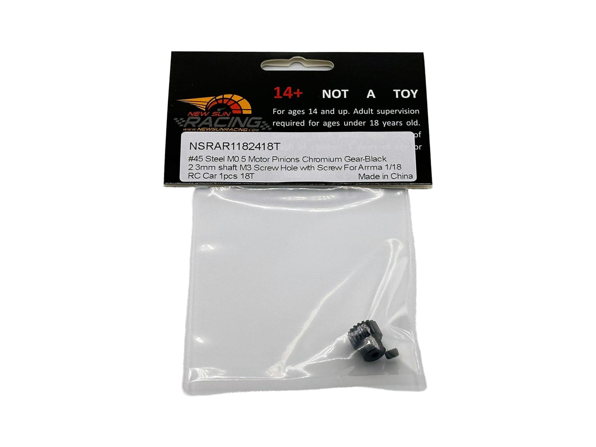NSRAR11824-18T Steel M0.5 Motor Pinions 2.3mm Shaft For Arrma 1/18