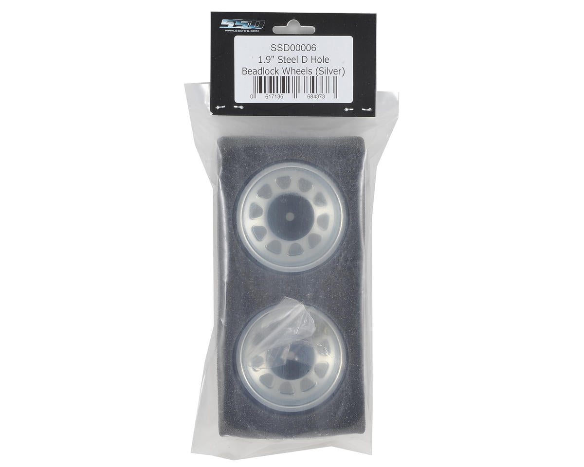 SSD00006 SSD RC D Hole 1.9" Steel Beadlock Crawler Wheels (Silver) (2)