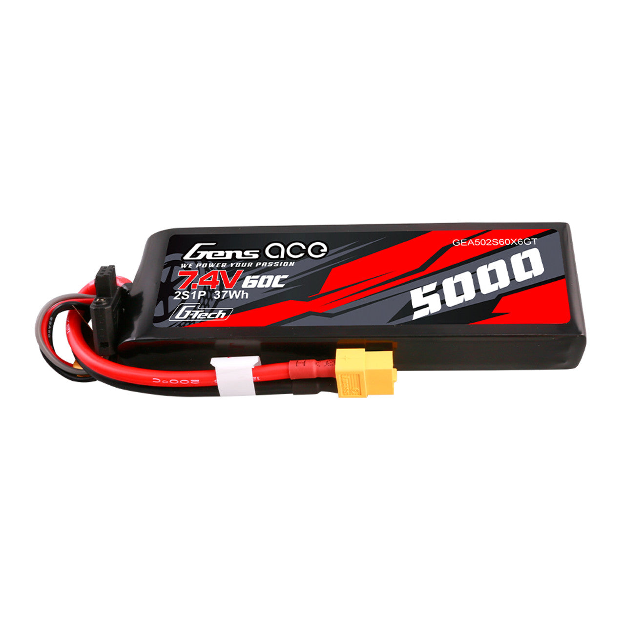 GEA502S60X6GT Gens Ace G-Tech Smart 2S LiPo Battery 50C (7.4V/5000mAh) w/XT60 Connector