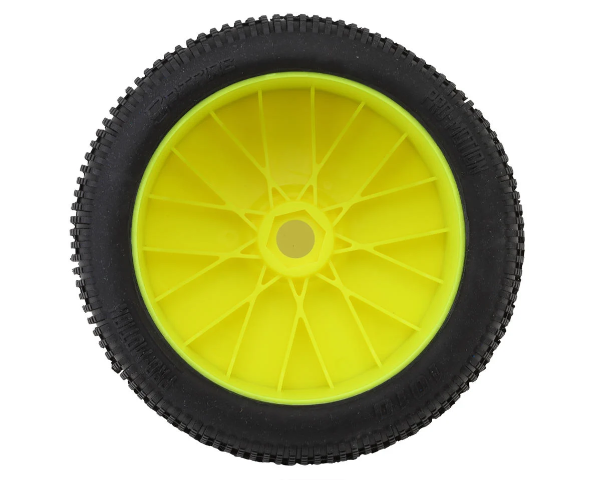 PMT1010-SLW-Y Pro-Motion Spitfire 1/8 Truggy Pre-Mount Tires (Yellow) (2) (Soft - Long Wear)
