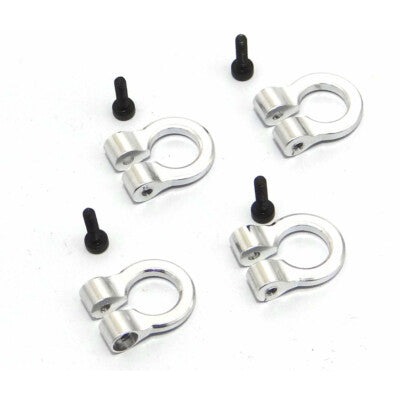 HRACC80808 - 1:10 Scale Aluminum Silver Tow Shackle D-Rings (4)
