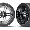8378 1.9" Black Chrome Split-Spoke Wheels & Drift Tires (4)