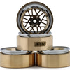 YQW-MW1308SR Injora 1.3" ModuWheel Brass & Aluminum Micro Rock Crawler Beadlock Wheels (43g ea)