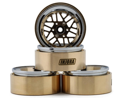 YQW-MW1308SR Injora 1.3" ModuWheel Brass & Aluminum Micro Rock Crawler Beadlock Wheels (43g ea)