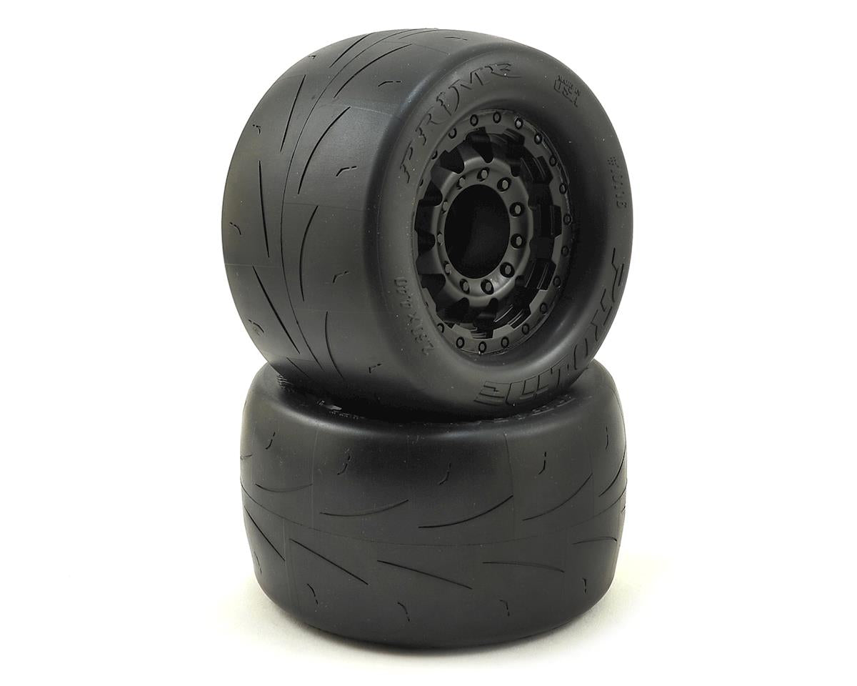PRO1011618 Prime 2.8" Tires w/F-11 Nitro Rear Wheels (2) (Black) w/17mm Hex