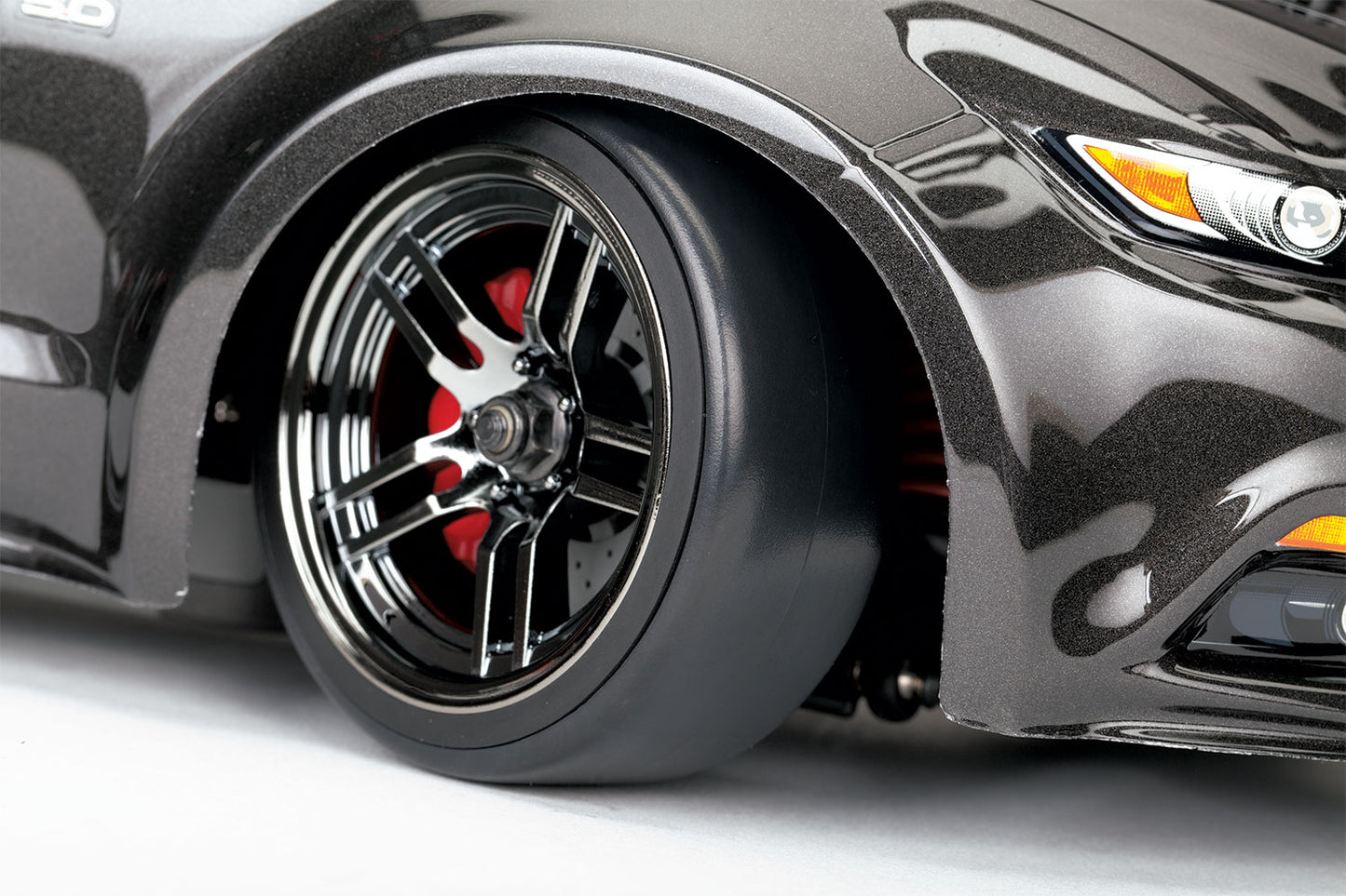 8378 1.9" Black Chrome Split-Spoke Wheels & Drift Tires (4)