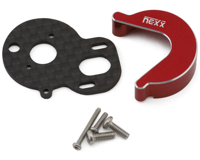 NX-482-R NEXX Racing Losi Micro-B Carbon Motor Plate & Aluminium Gearbox Cover Set (Red) (Brushless Conversion)