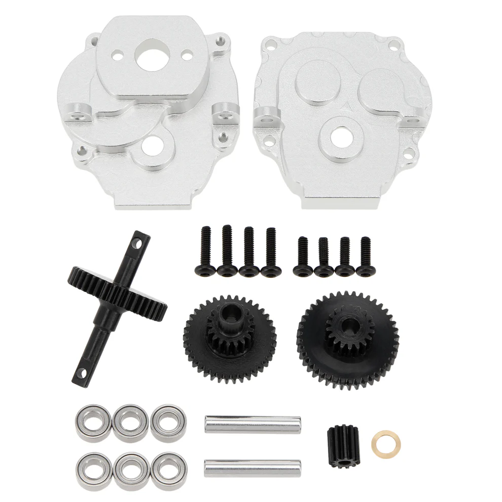 MEUS Racing TRX4M Aluminum Transmission with Steel Internal Gears (Silver)