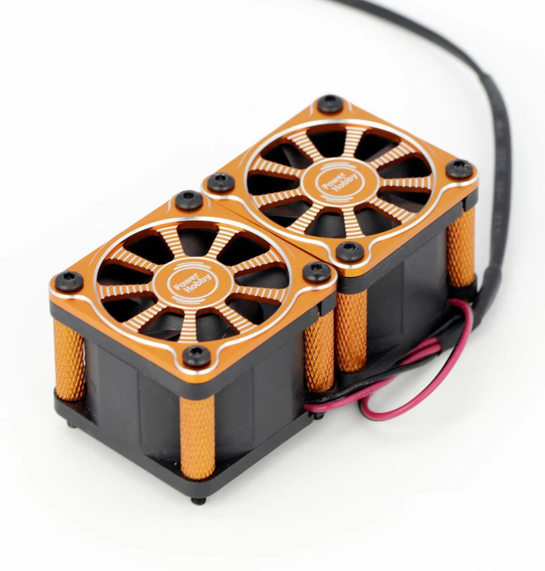PHF116-OrangeTwister Twin / Dual 40 mm 1/8 1/5 Motor Aluminum Cooling Fan