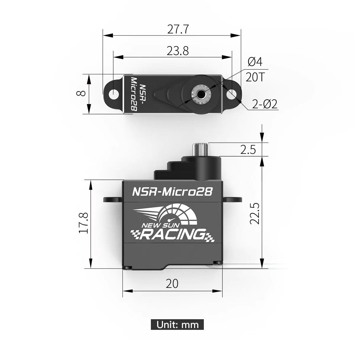 NSR-Micro28 3KG 0.052Sec Coreless Digital Servo for Mini-Z/RC28 (20T)