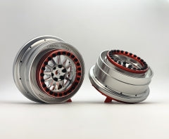 X002QZOW8J Treal UDR Wheels (2) Aluminum Beadlock Wheels for UDR-V2-Fitting Hyrax tires - Silver/Red