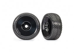 9074-BLK Tires & wheels, assembled, glued (black dished 3.0" wheels, Response Pro 3.0" tires, foam inserts) (2)