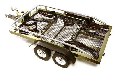 INTC27733GUN Machined Alloy Flatbed Dual Axle Car Trailer Kit 1/10