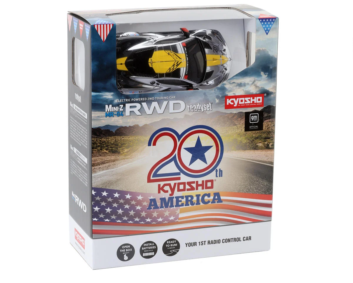 KYO32356CRY MINI-Z RWD MR-04 readyset CHEVROLET® CORVETTE® C8.R  Kyosho America 20th Anniversary - Chrome / Yellow