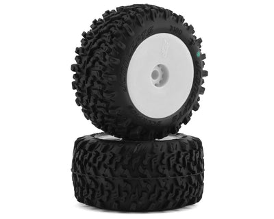 JCO3100-1221 Mini-B/Mini-T 2.0 Scorpios Pre-Mounted Rear Tires (White) (2) (Green)
