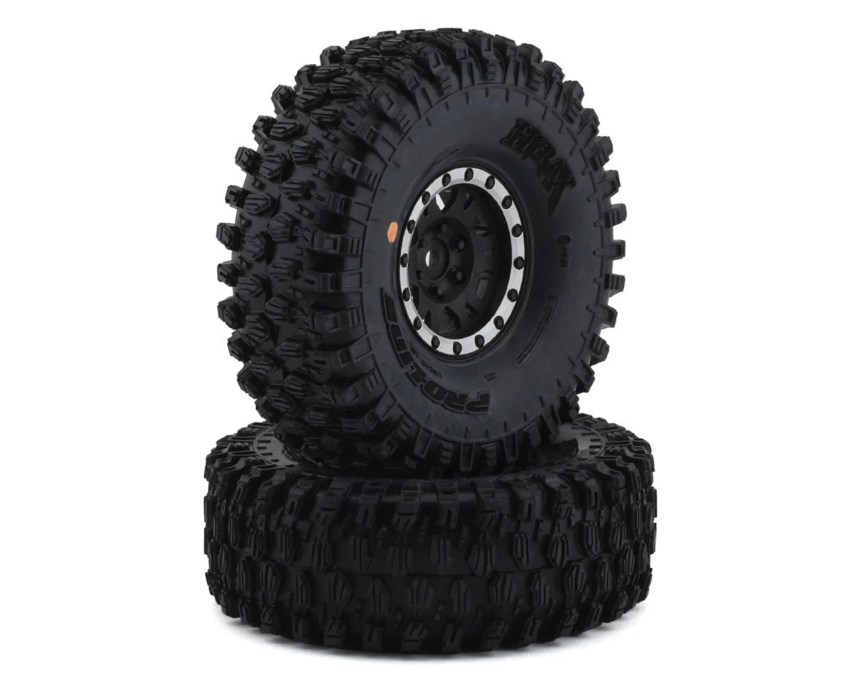 PRO1012813 Hyrax 1.9" Tires w/Impulse Wheels (Black/Silver) (2) (G8) w/12mm Hex