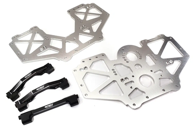 INTC31948SILVER Billet Machined Center Chassis Side Plate & Mount Set for Losi LMT 4WD
