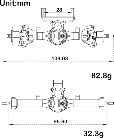MEUS RACING 5mm Isokinetic V2 SCX24 Axles with 3-Section CVD for Axial 1/24 SCX24 RC Crawler (Black)