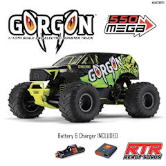 ARA3230S 1/10 GORGON 2WD RTR Brushed Monster Truck (Battery & Charger Included) Yellow