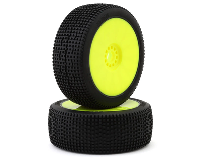 PMT9010-SSLW-Y Pro-Motion Spitfire 1/8 Buggy Pre-Mount Tires (Yellow) (2) (Super Soft - Long Wear)