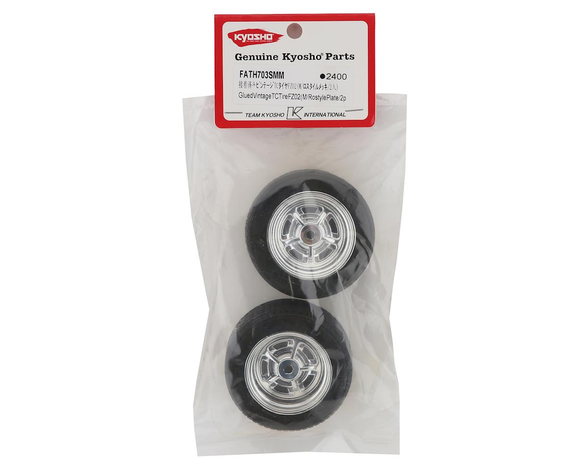 KYOFATH703SMM Kyosho Fazer Pre-Mounted Vintage Sedan Tires (Chrome) (2) (Medium) w/Rostyle 12mm Hex Wheels