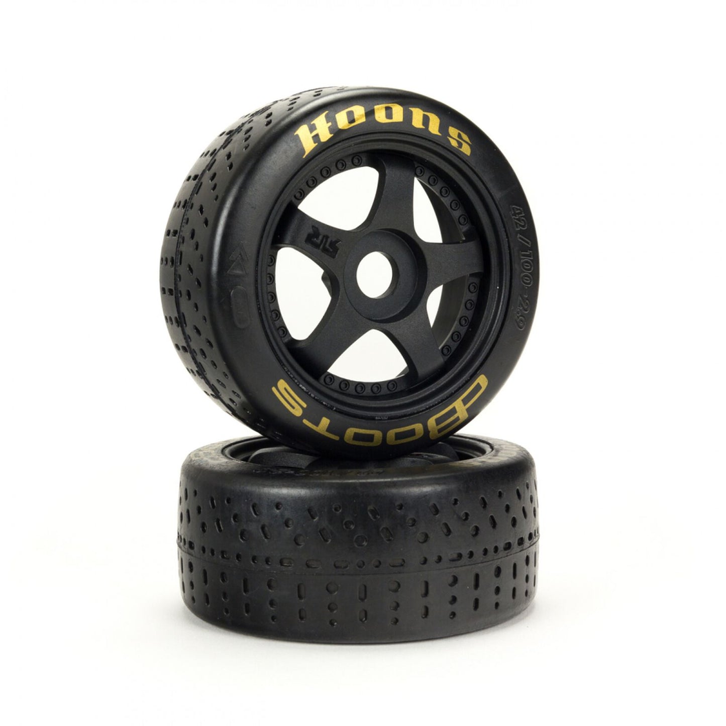 ARA550071 dBoots Hoons 42/100 2.9 Pre-Mounted Belted Tires, Gold, 17mm Hex, 5-Spoke (2)