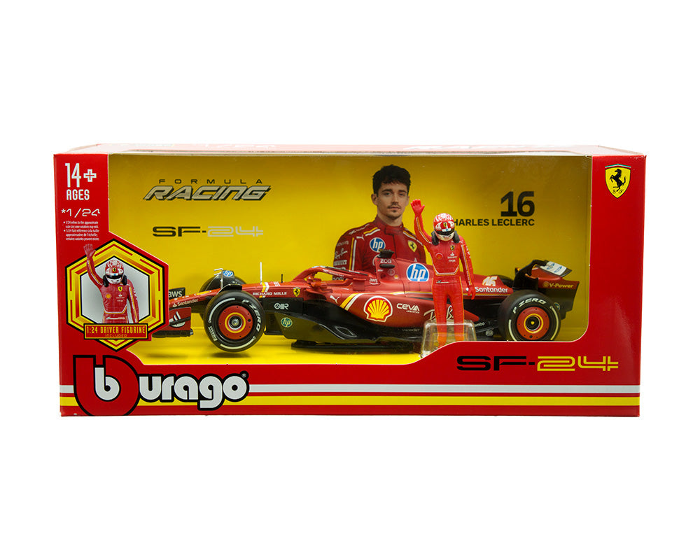 Bburago 18-26823CL 1:24 Ferrari F1 Team SF-24 #16 Charles Leclerc with Driver Figure – Formula Racing