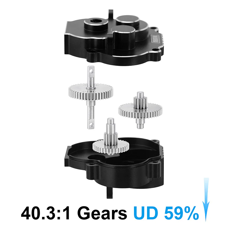 4M-55UD-BK INJORA CNC Aluminum Complete Transmission for 1/18 TRX4M (Black)