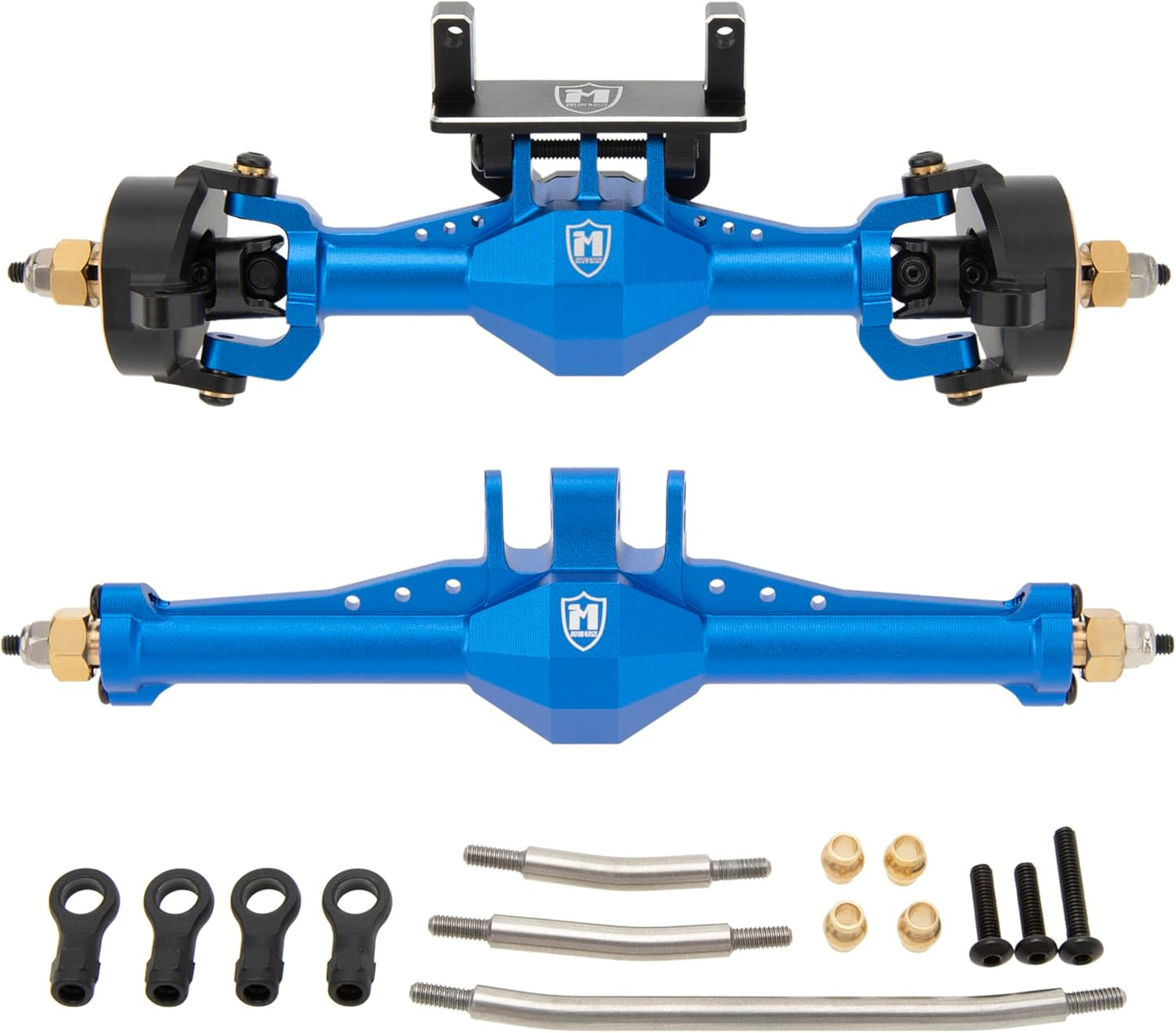 MEUS Racing Isokinetic 3-Section CVD Front and Rear Axles Maximum Steering Angle 52° Wider +5MM for TRX4M Upgrade 1/18 RC Crawler Car (Anodized Blue)