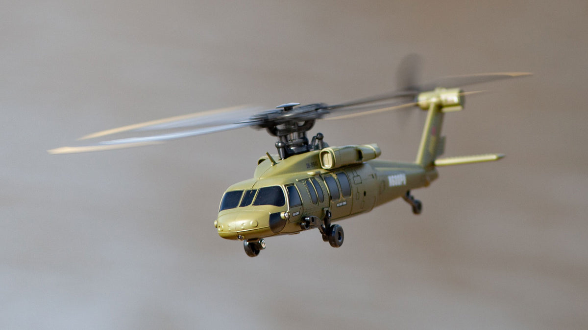 RGR6150  Rage RC Hero-Copter BL, 4-Blade Brushless RTF Heli; Army