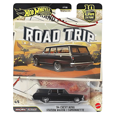 HWJKF39 HotWheels Premium Road Trip Car Culture 64 Chevy Nova