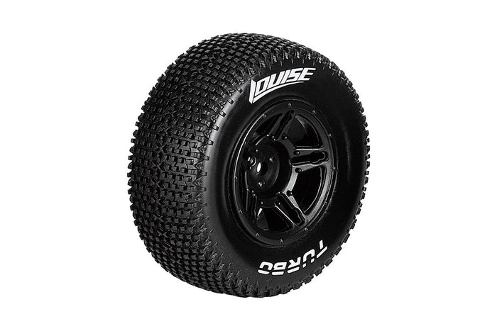 L-T3147SB Louise R/C - SC-Turbo 1/10 Short Course Tires, Soft, 12, 14 & 17mm Removable Hex on Black Rim (2)