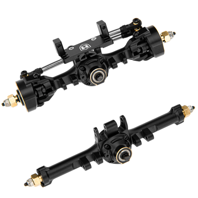 MEUS Racing TRX4M Metal V2 Isokinetic Front & Rear Axles w/ Adjustable Servo Mount for 1/18 TRX4M RC Crawler (Black)