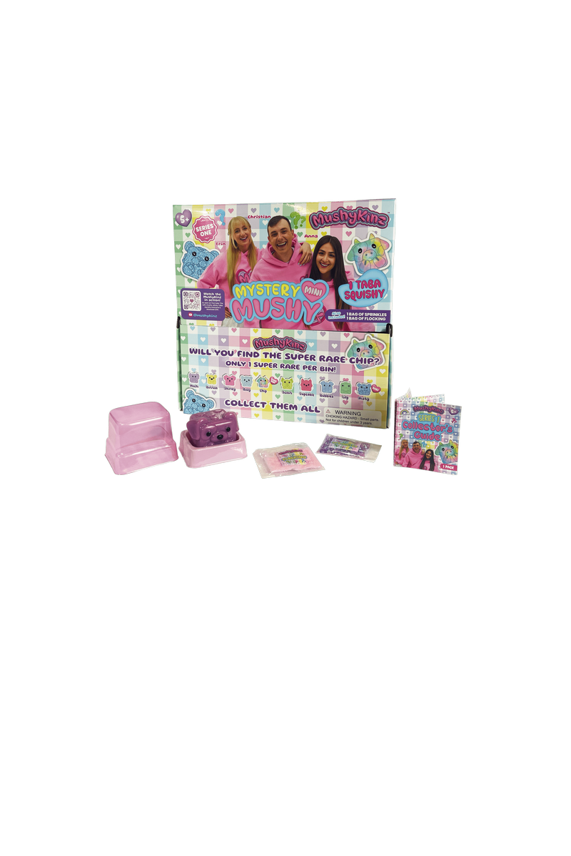 MK-MINI-PK-1 MushyKinz Mystery Mini Mushy 1 Pack Squishy Collectible Figures 1 Tara Squishy Includes 1 Bag of Sprinkles and 1 Bag of Flocking