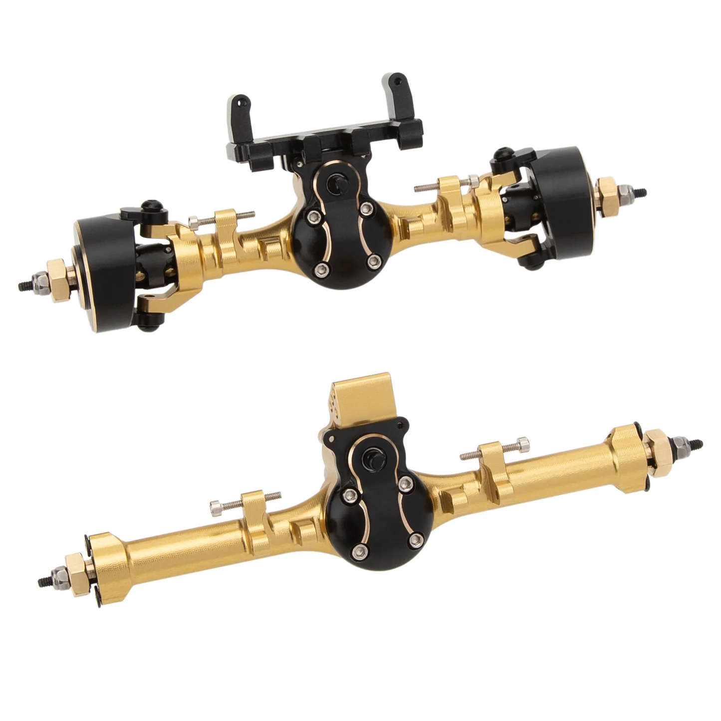 MEUS RACING 5mm Isokinetic V2 SCX24 Axles with 3-Section CVD for Axial 1/24 SCX24 RC Crawler (Gold)