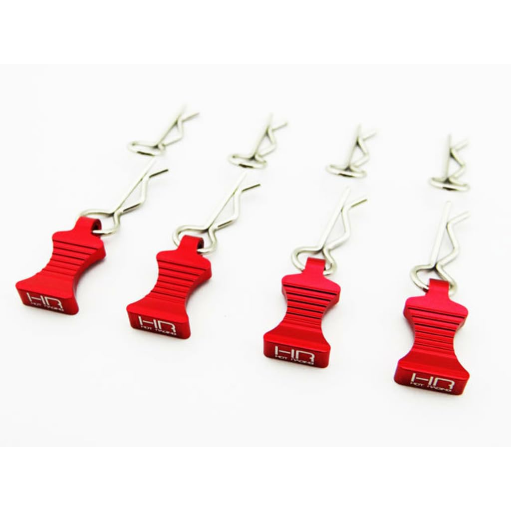 HRAC03EZ02 - 1:10 Red Aluminum EZ Pulls (4) Body Clips (8)