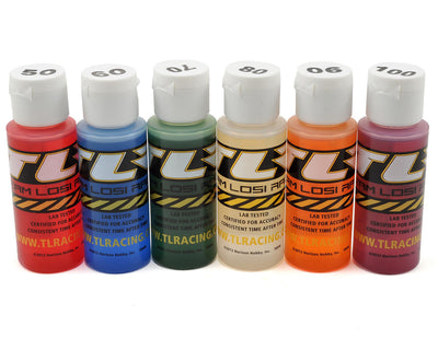 TLR74021 Silicone Shock Oil Six Pack (50, to 100wt) (2oz)