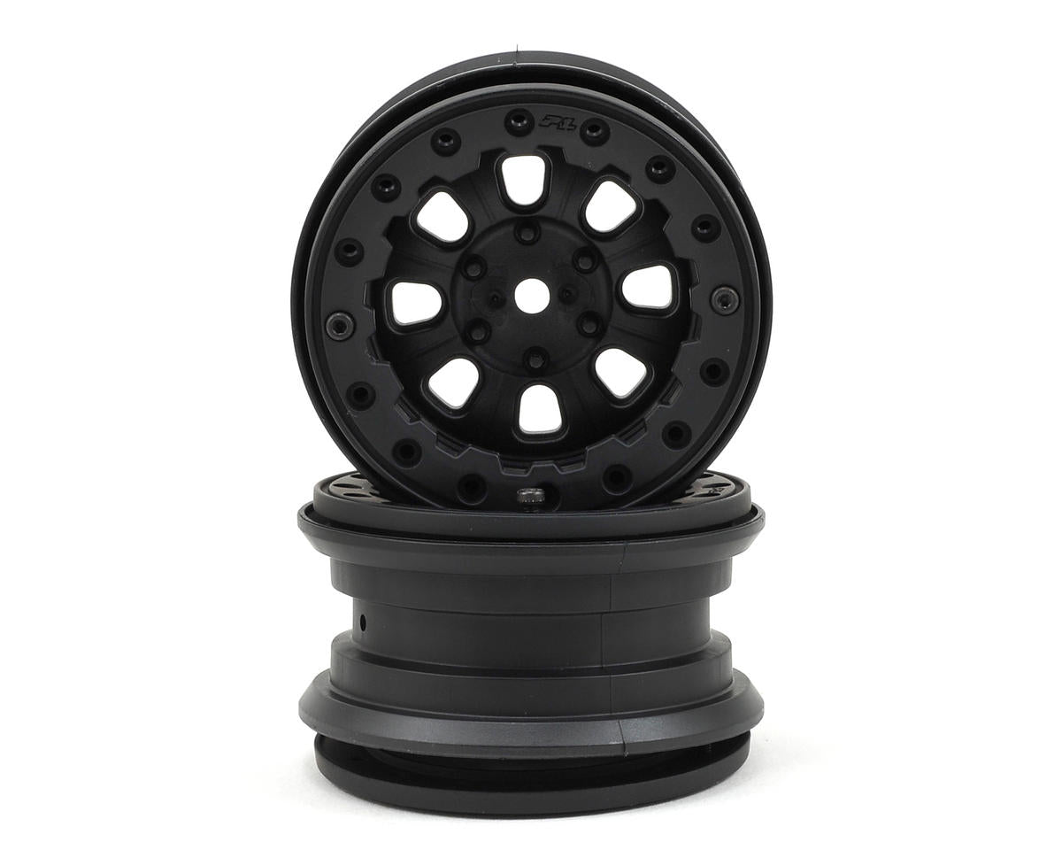 PRO275715 Denali 2.2 8 Spoke Bead-Loc Crawler Wheels (2) (Black/Black)