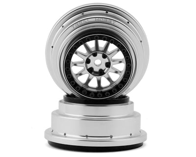 TLHTUDR-13 TREAL Aluminium Beadlock Wheels 1:7 RC Wheel Hubs Rims for UDR Compatible with Stock Factory Tires-V1 Silver+Black