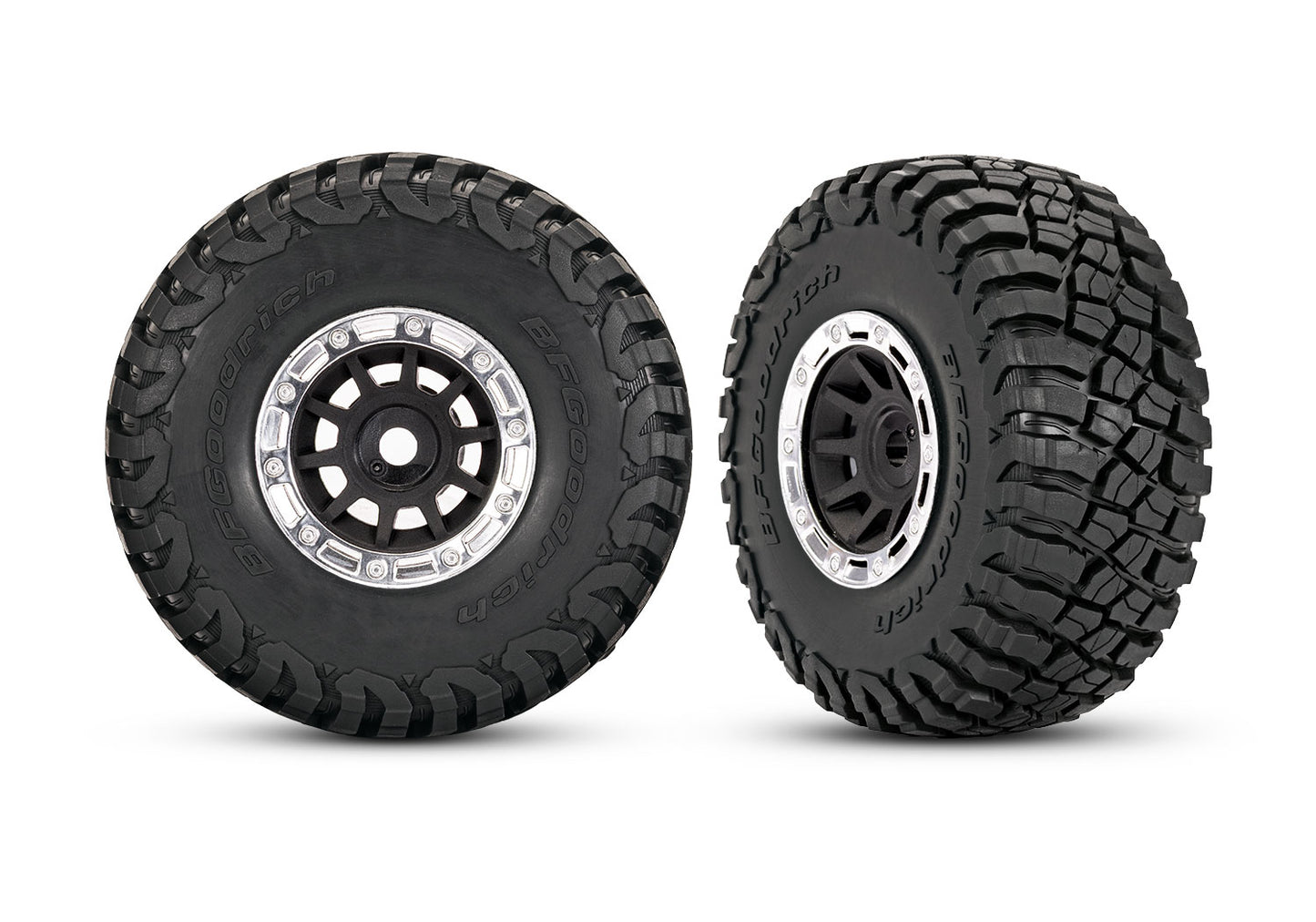 10870-STBLK 1.4" Black & Chrome Wheels w/ BFG Mud-Terrain Tires (2)